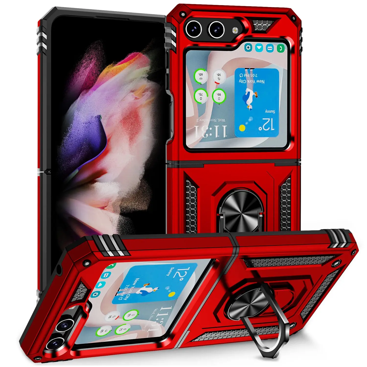 Samsung Galaxy Z Flip 7 2in1 Ring Stand Case Red
